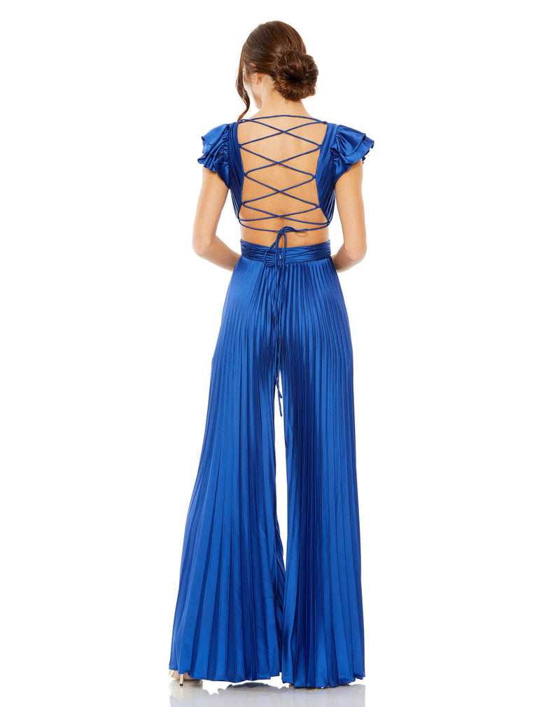 MD-27361 Pleated Jumpsuit-Blue by Mac Duggal in blue color for women Worldwide