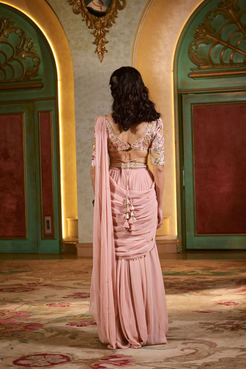 PH-2771 KAIA SAREE SET – LIGHT ROSE by Paulmi & Harsh for women Worldwide