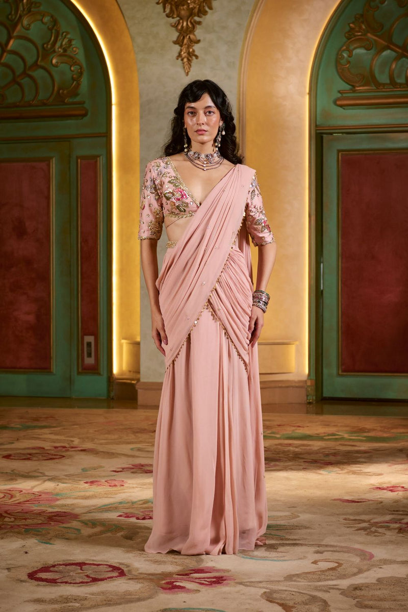 PH-2771 KAIA SAREE SET – LIGHT ROSE by Paulmi & Harsh for women Worldwide