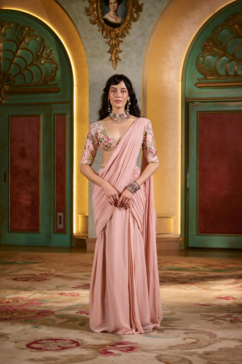 PH-2771 KAIA SAREE SET – LIGHT ROSE by Paulmi & Harsh for women Worldwide