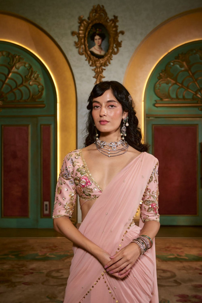 PH-2771 KAIA SAREE SET – LIGHT ROSE by Paulmi & Harsh for women Worldwide