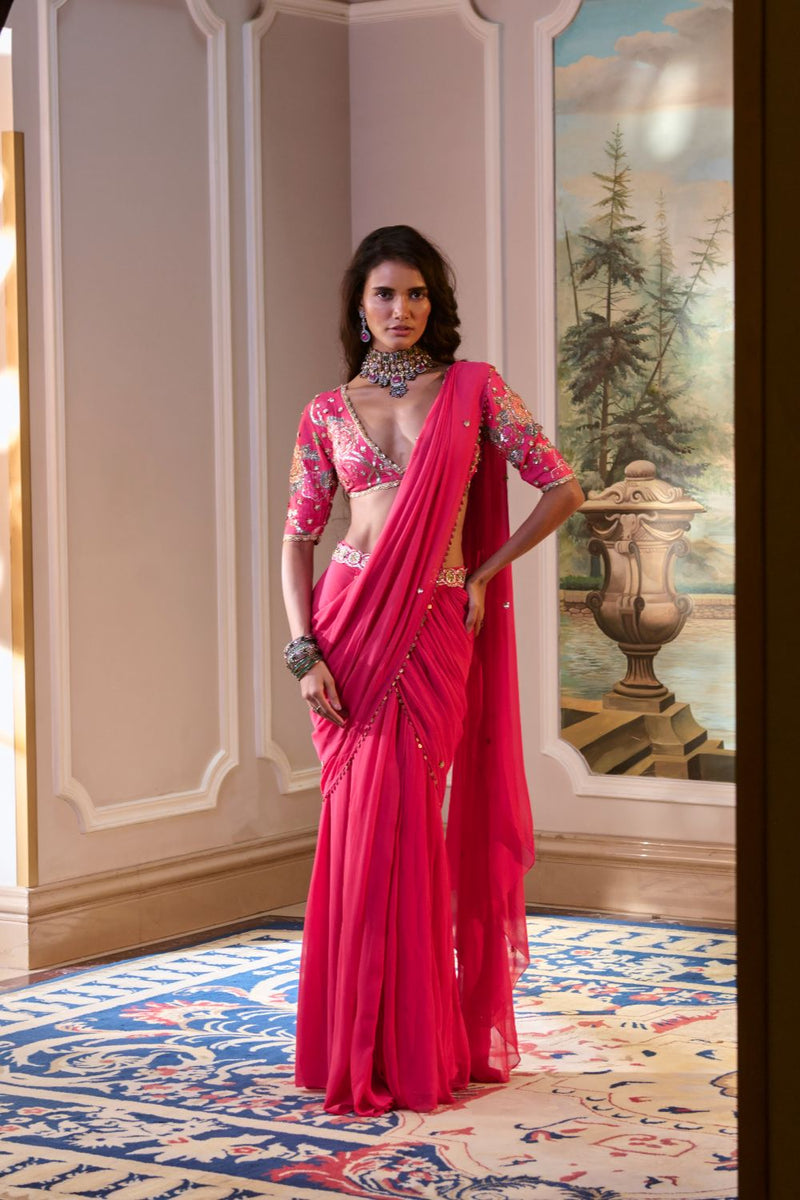 PH-2776 KAIA SAREE SET – HOT PINK by Paulmi & Harsh for women Worldwide