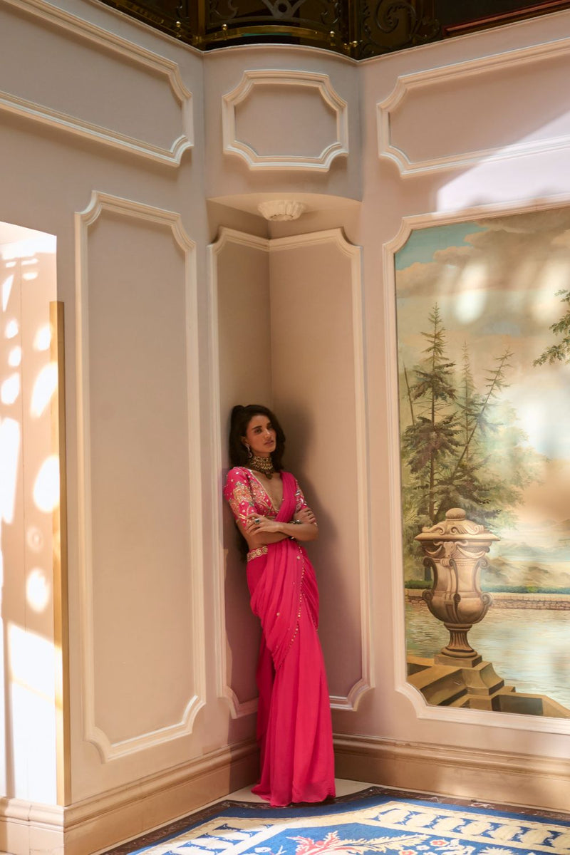 PH-2776 KAIA SAREE SET – HOT PINK by Paulmi & Harsh for women Worldwide
