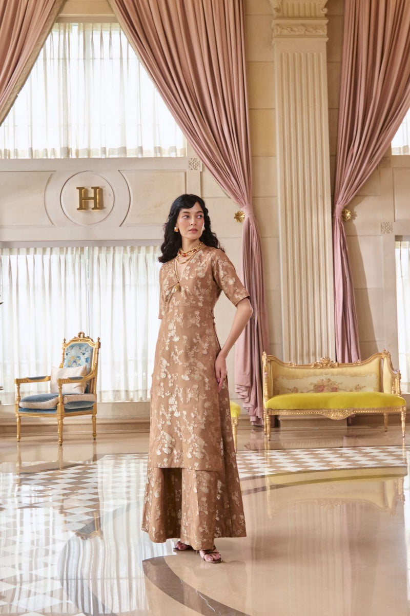 PH-2790 CHIARA KURTA SET – MOCHA by Paulmi & Harsh for women Worldwide