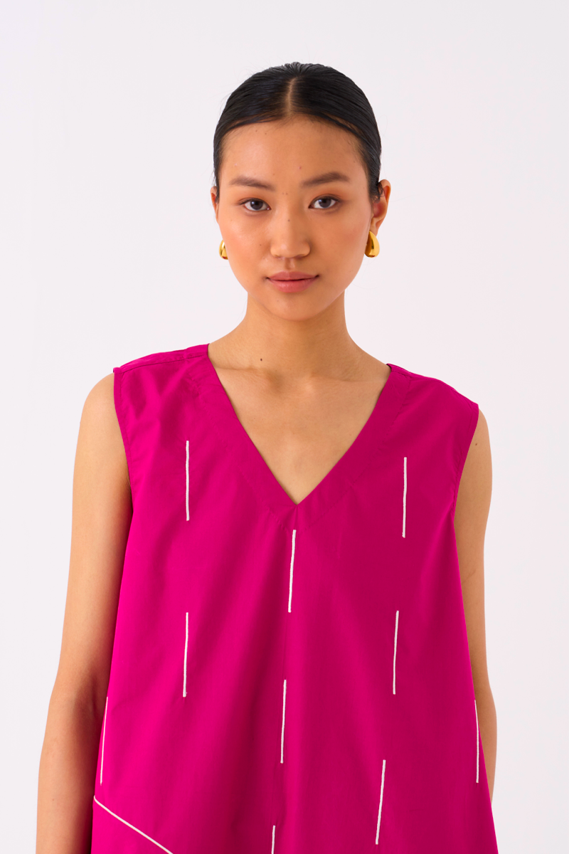 RAINDROP DRESS-FUSCHIA poplin by THREE for women Worldwide
