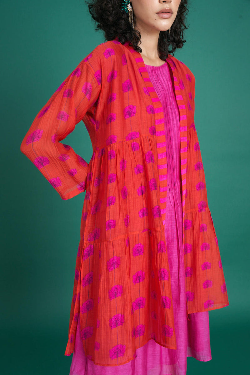 Zina mul cotton silk co-ord sets silk by Priti Prashant in pink color for women Worldwide