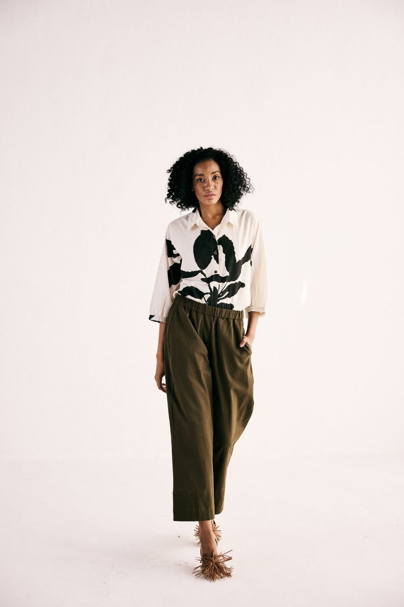 OLIVE TROUSERS twill by Khara Kapas in green for women Worldwide