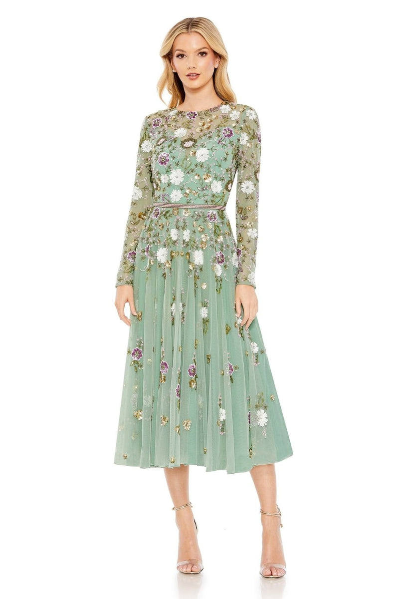 MD-5716 Midi Dress-Green by Mac Duggal in green color for women Worldwide