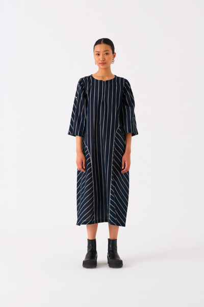 ALL STRIPE DRESS-BLACK STRIPE