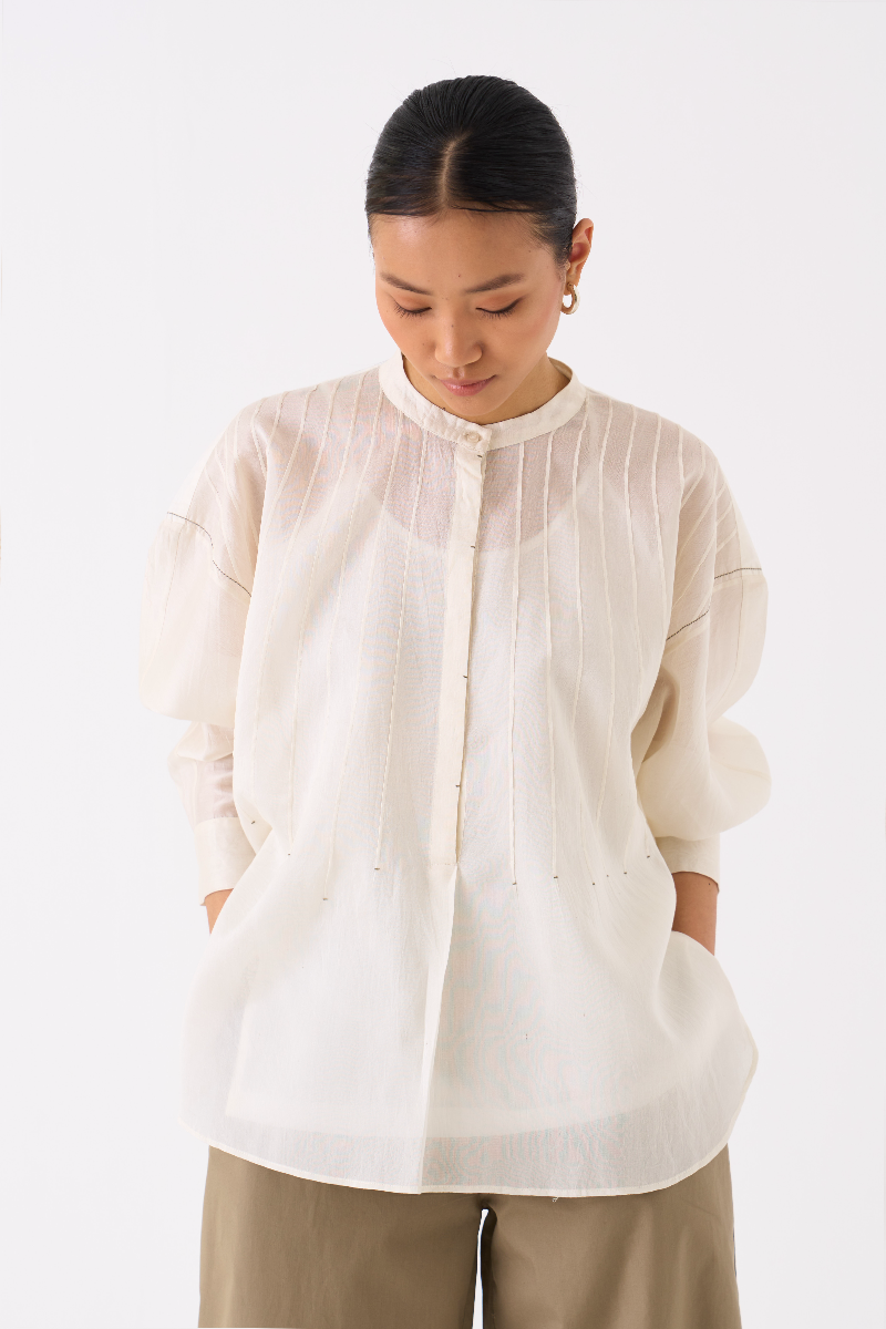 BAT SLEEVE TOP 
- IVORY chanderi by THREE in ivory color for women Worldwide