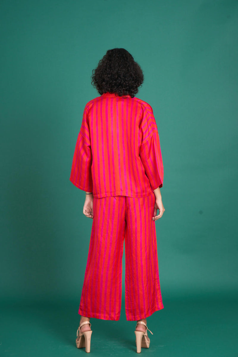 Natasha satin / silk co-ord set silk by Priti Prashant in red color for women Worldwide