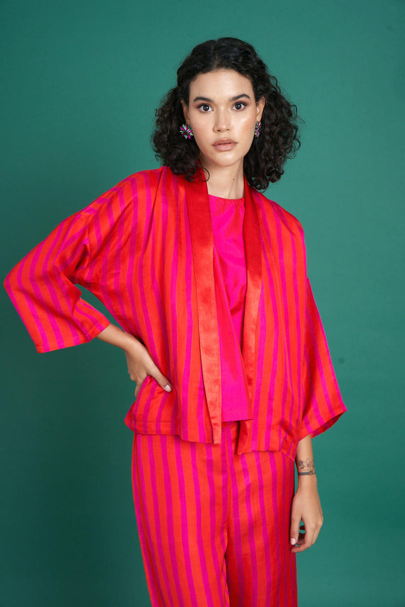 Natasha satin / silk co-ord set silk by Priti Prashant in red color for women Worldwide
