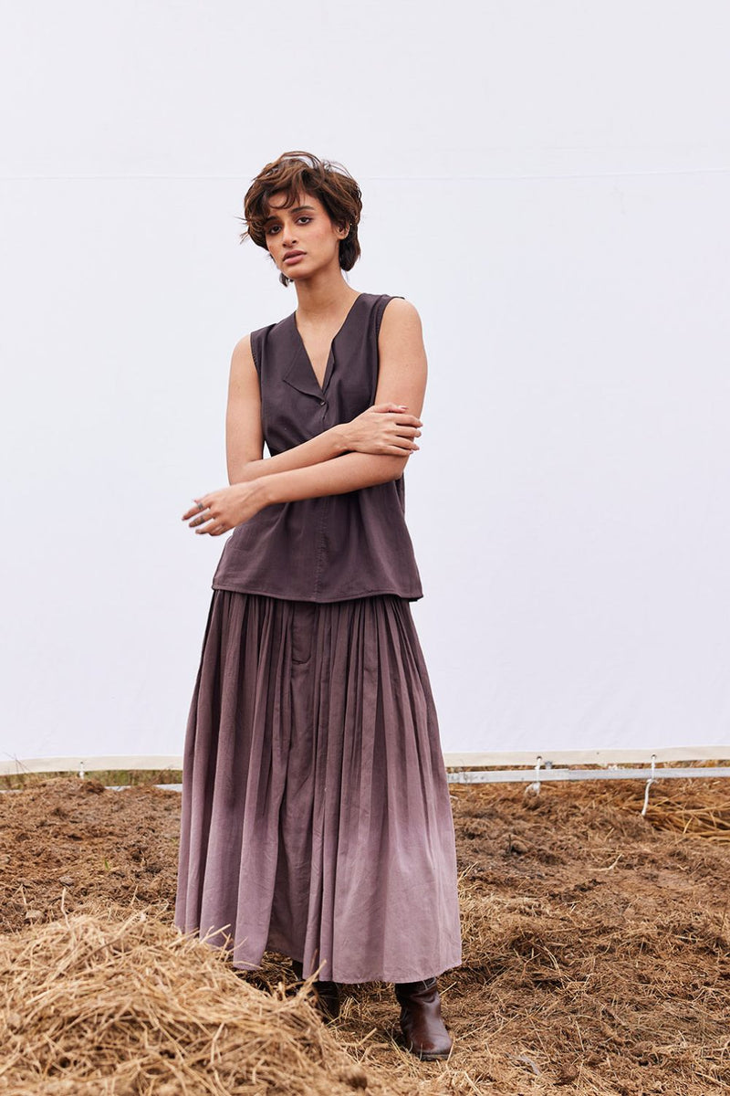 Plum co-ord set cotton by Khara Kapas for women Worldwide
