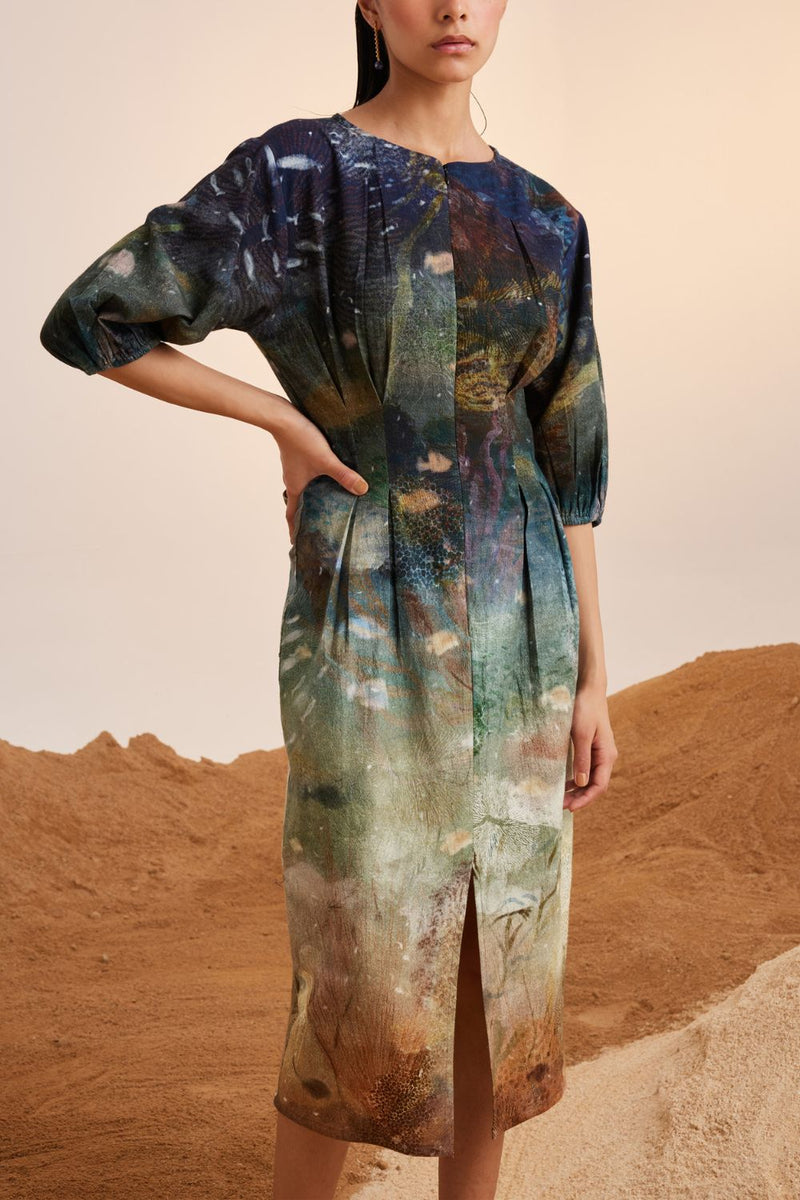 Shaft Dress-Underwater cotton Dress by CORD for women Worldwide