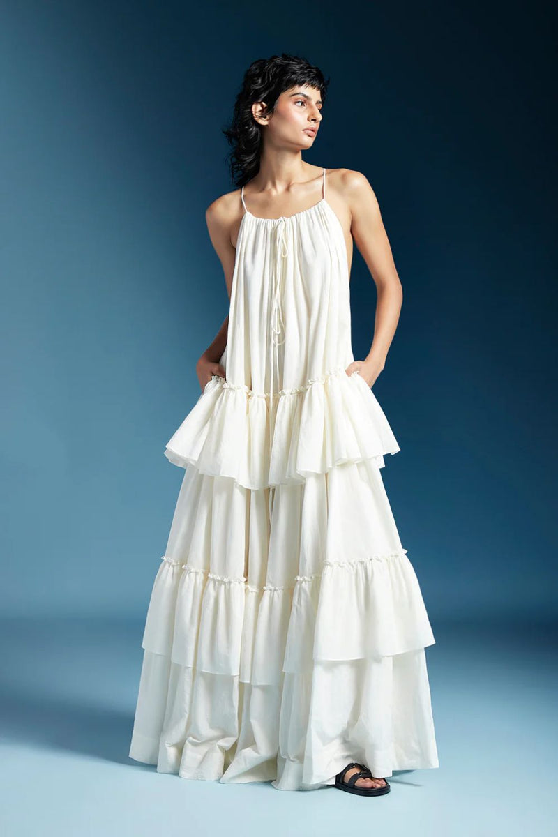 Akari Dress-White cotton by Chola in white color for women Worldwide