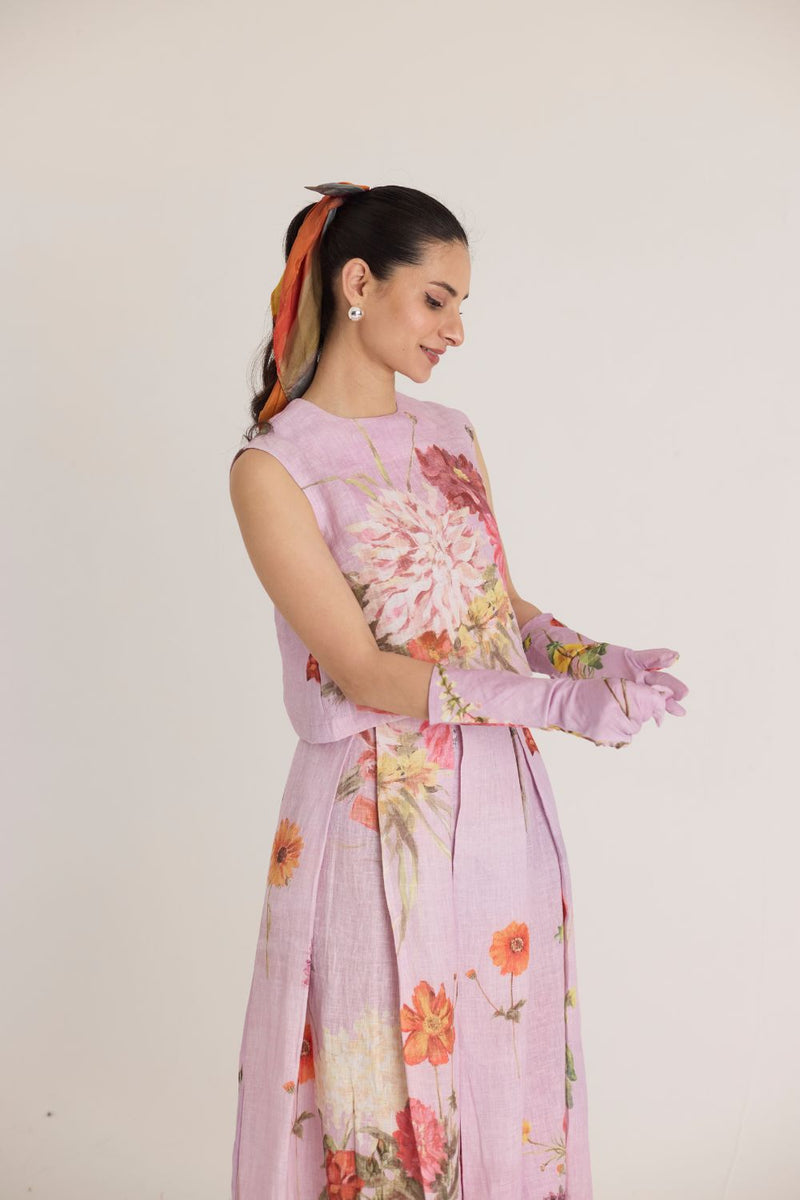 GIGGLE BERRY LINEN TOP & SKIRT SET by Yam for women Worldwide