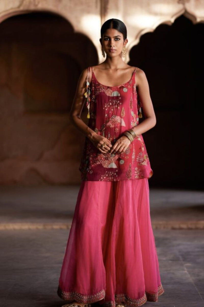Nadira Magenta Sharara Set by Rajiramniq for women Worldwide