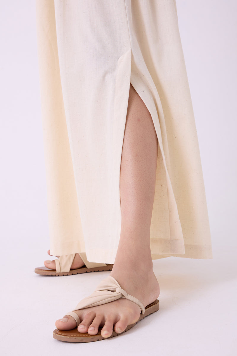 Takumi Off White Handwoven Pleated Pants handspun & handwoven cotton pant/trouser by The Summer House in off white for women Worldwide
