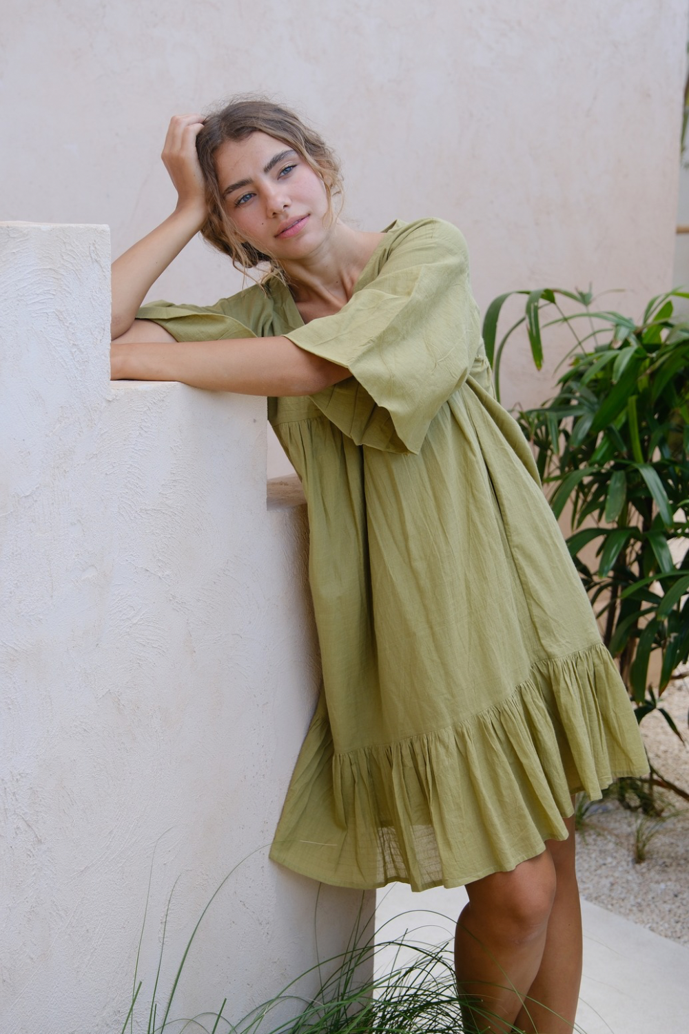 Olive Green Day Dress