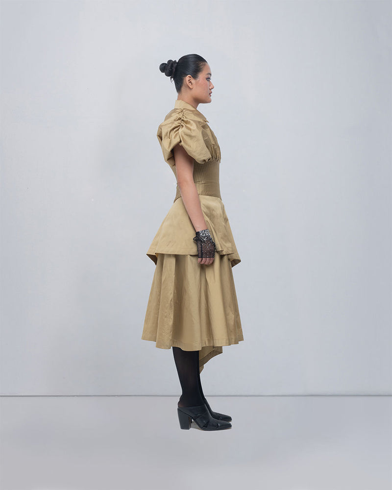 Kanon Dress viscose by Leh Studios in golden for women Worldwide
