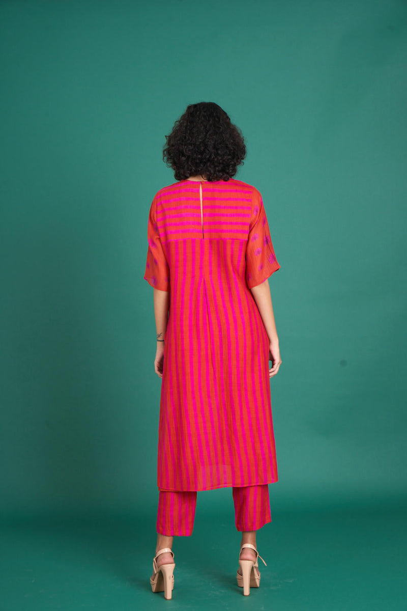 Abeer mul cotton silk kurta set silk by Priti Prashant in red color for women Worldwide