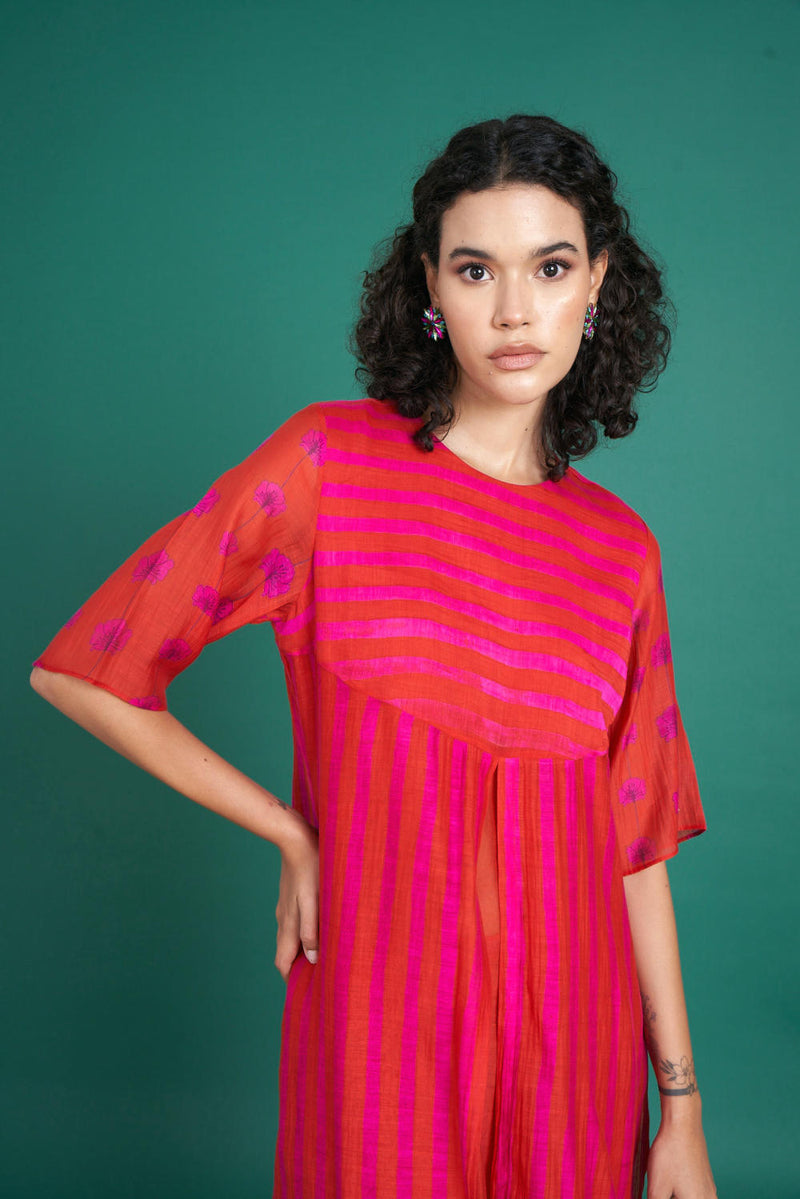 Abeer mul cotton silk kurta set silk by Priti Prashant in red color for women Worldwide