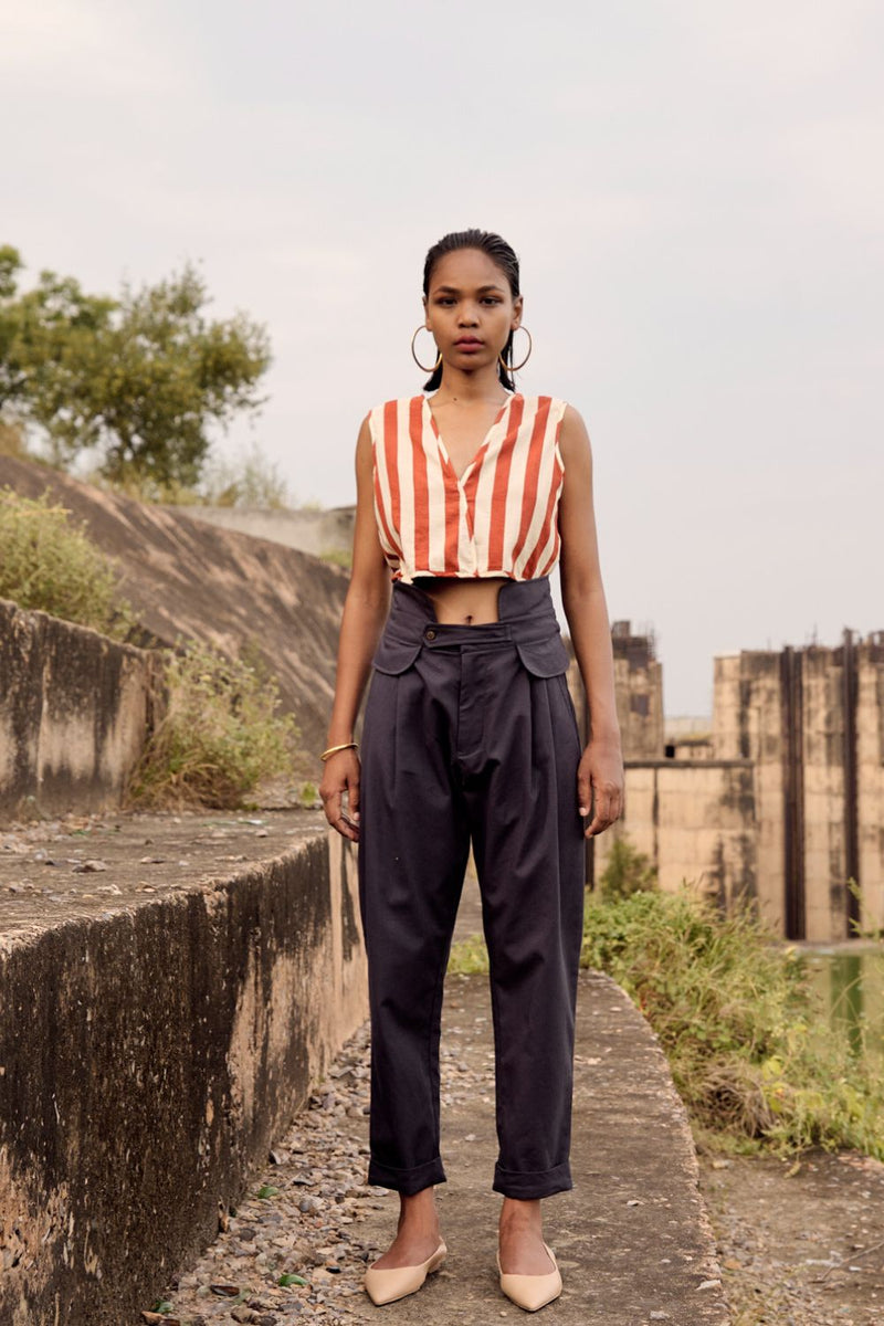Caroline crop top cotton by Khara Kapas in red for women Worldwide
