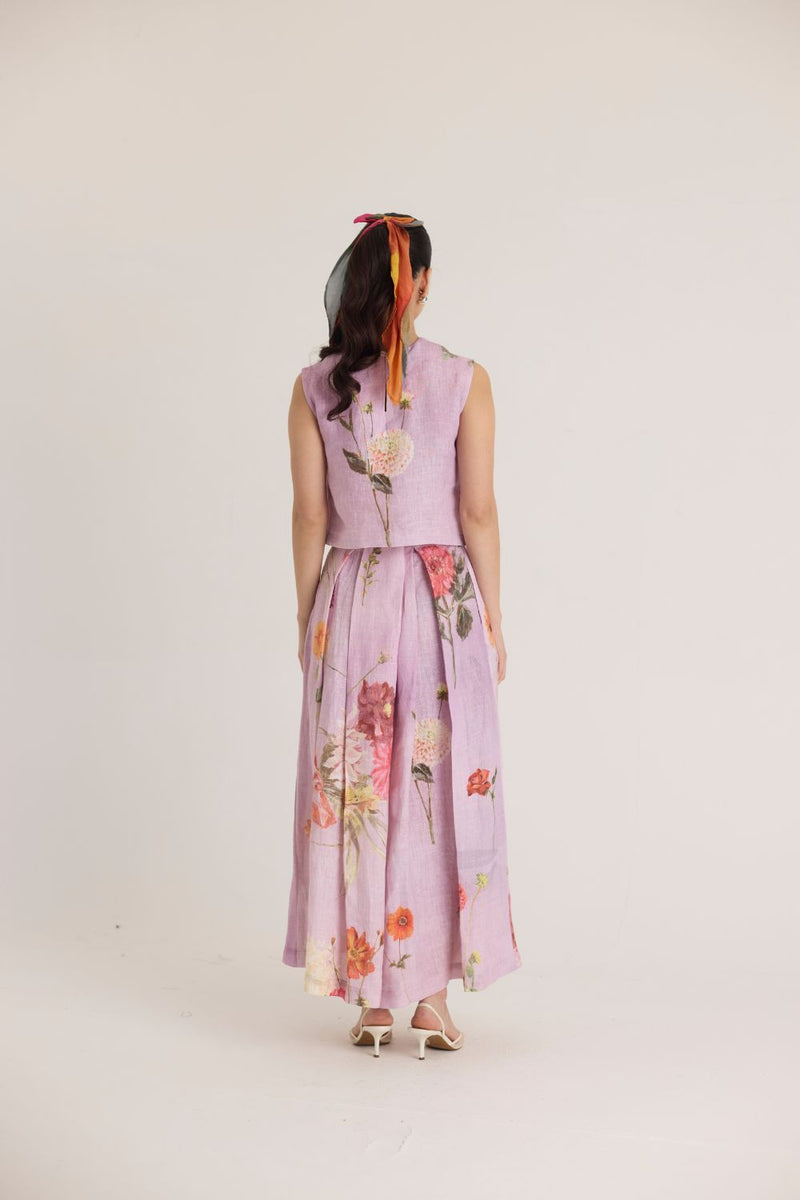 GIGGLE BERRY LINEN TOP & SKIRT SET by Yam for women Worldwide