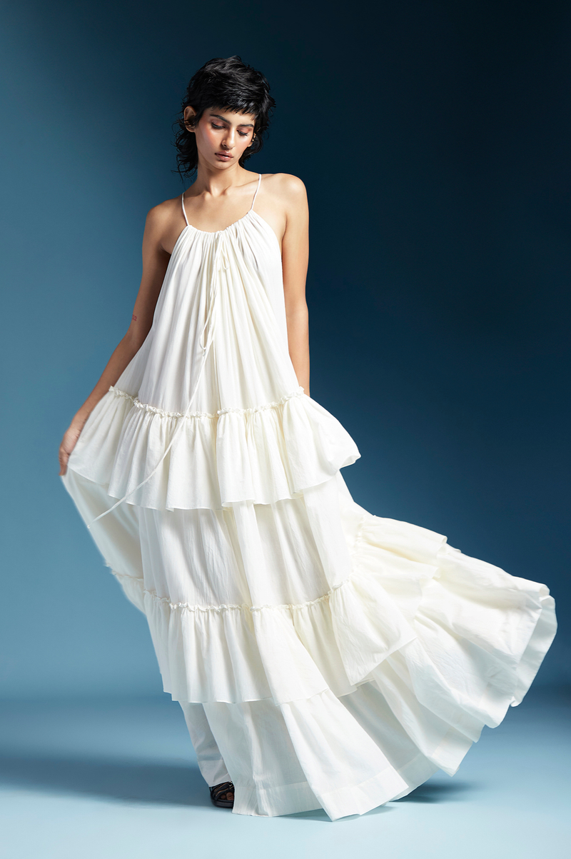 Akari Dress-White cotton by Chola in white color for women Worldwide