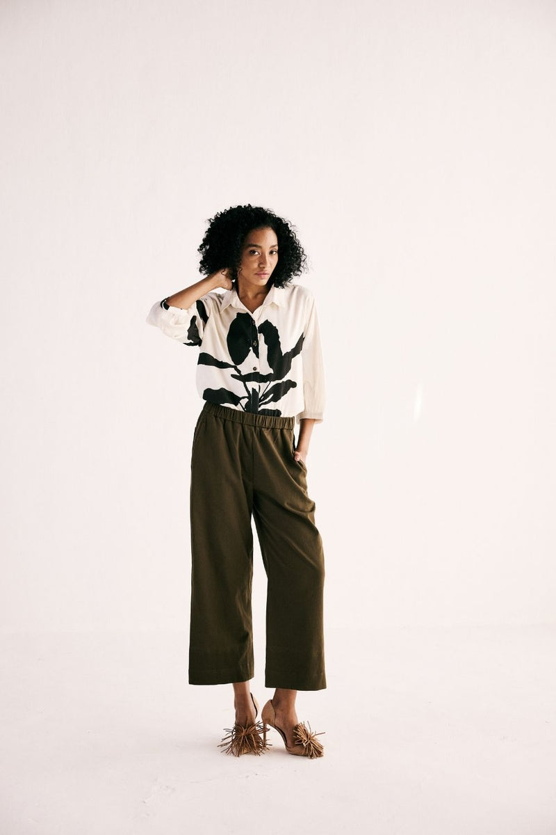 OLIVE TROUSERS twill by Khara Kapas in green for women Worldwide