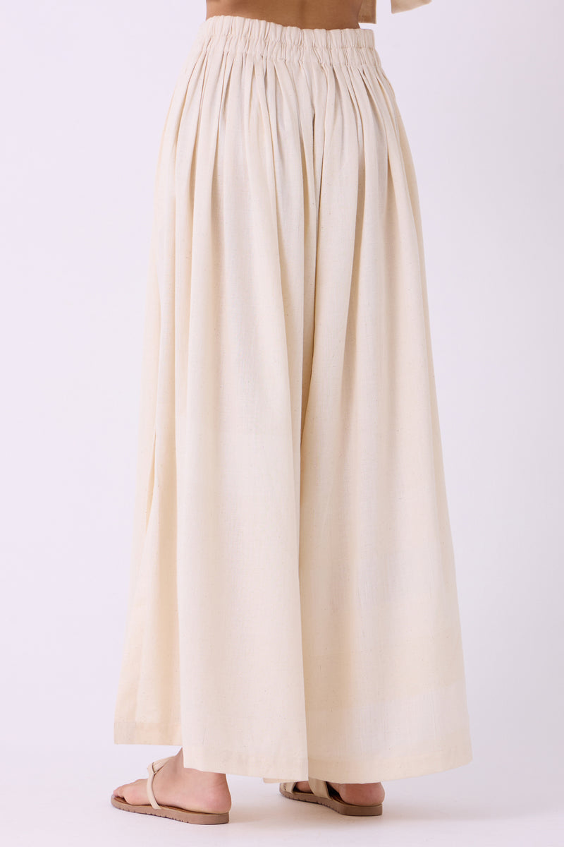 Takumi Off White Handwoven Pleated Pants handspun & handwoven cotton pant/trouser by The Summer House in off white for women Worldwide