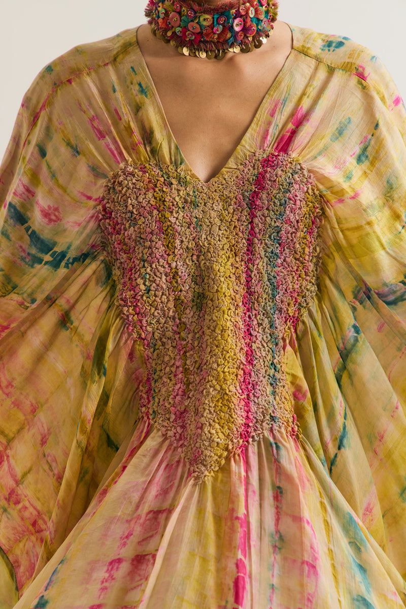 Gulmohar-Marigold Set habutai silk,cotton silk co-ord set by Capisvirleo in yellow for women Worldwide