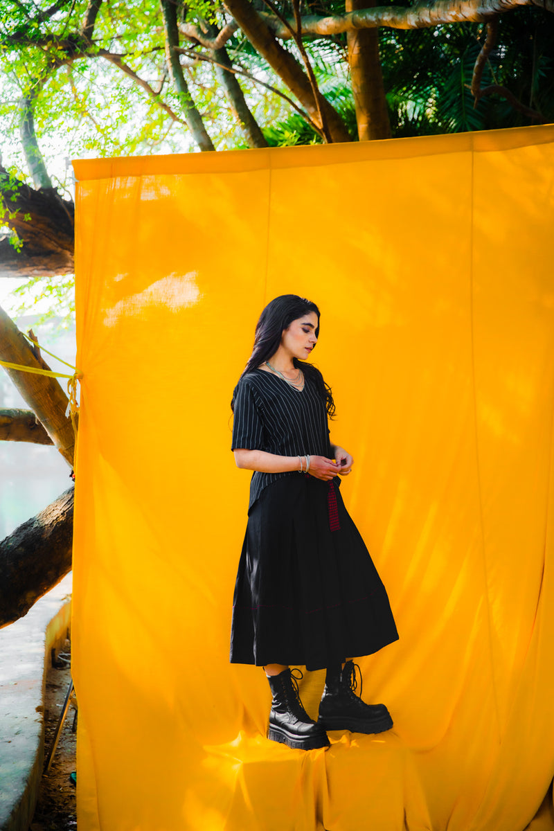 The Noir Belt Dress cotton dress by 145 East in black for women Worldwide