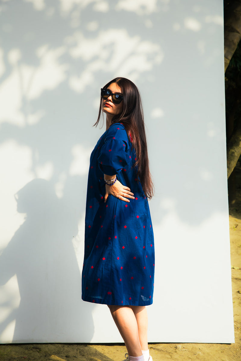 Midnight Blue Melody Dress cotton dress by 145 East in blue for women Worldwide