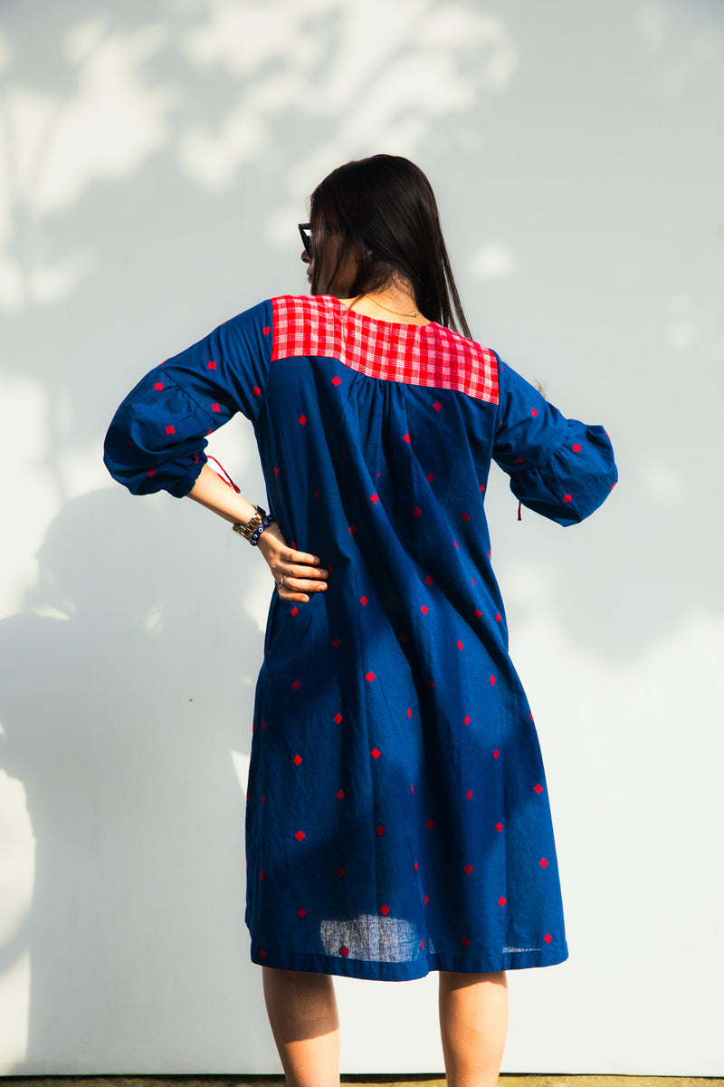 Midnight Blue Melody Dress cotton dress by 145 East in blue for women Worldwide