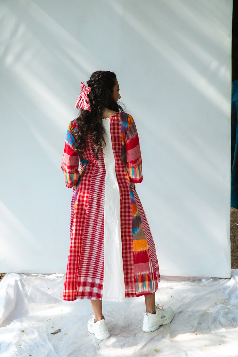The Cloud Cluster 16 Panelled Dress cotton,gamcha dress by 145 East in multicolour for women Worldwide