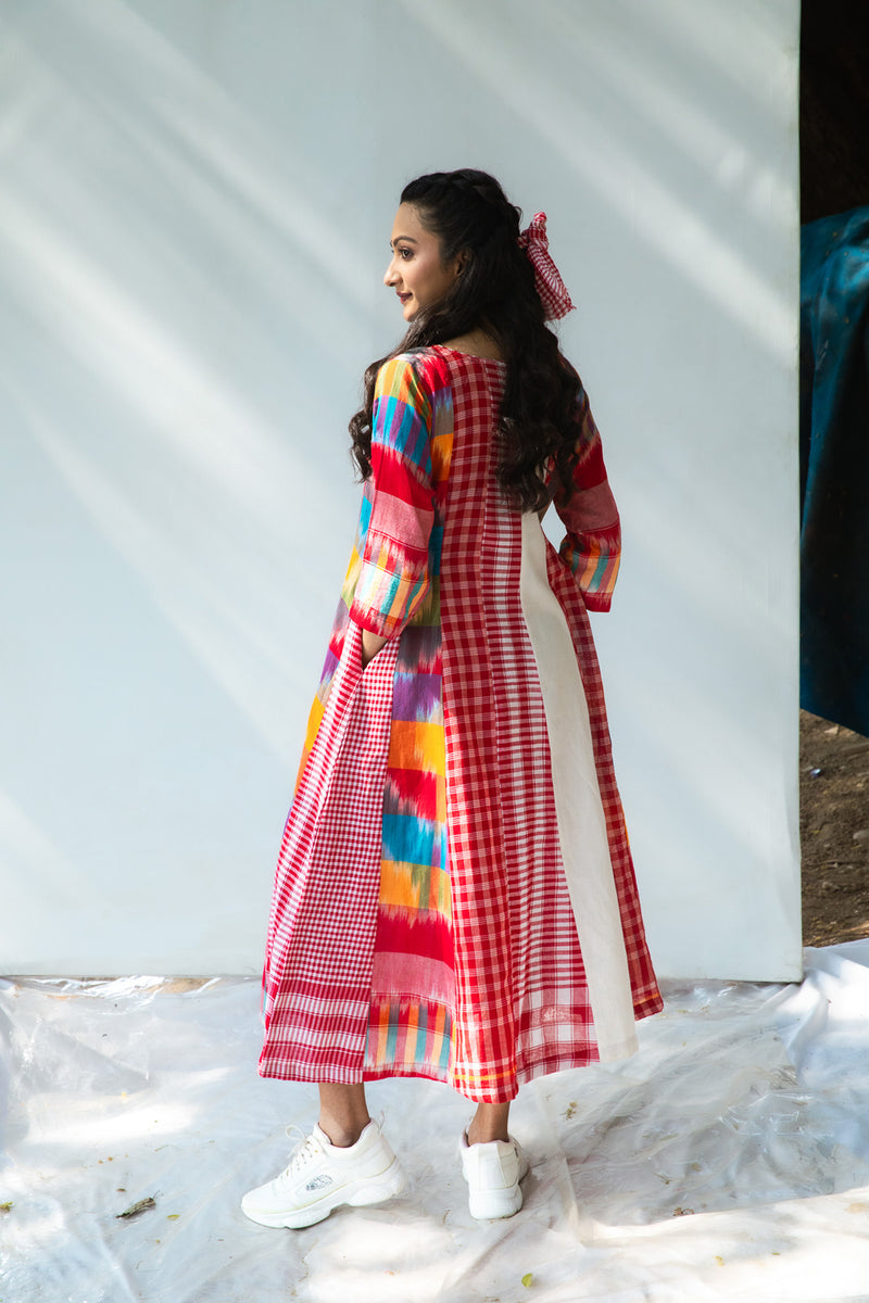 The Cloud Cluster 16 Panelled Dress cotton,gamcha dress by 145 East in multicolour for women Worldwide