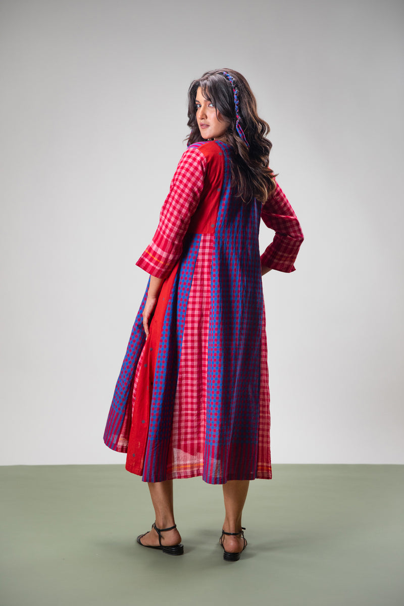 Amethyst Dress cotton,gamcha dress by 145 East in red, purple for women Worldwide
