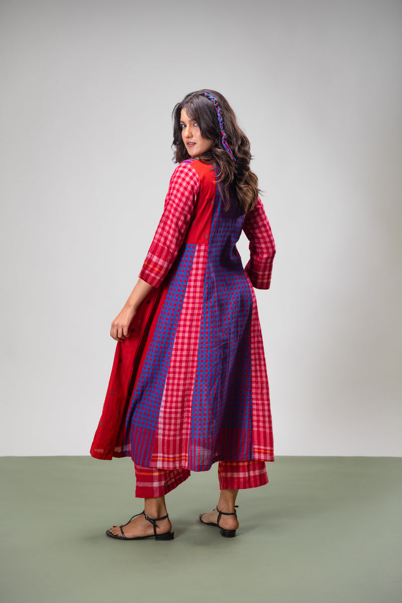 Amethyst Set (Dress + Palazzo) cotton,gamcha co-ord set by 145 East in red, purple for women Worldwide