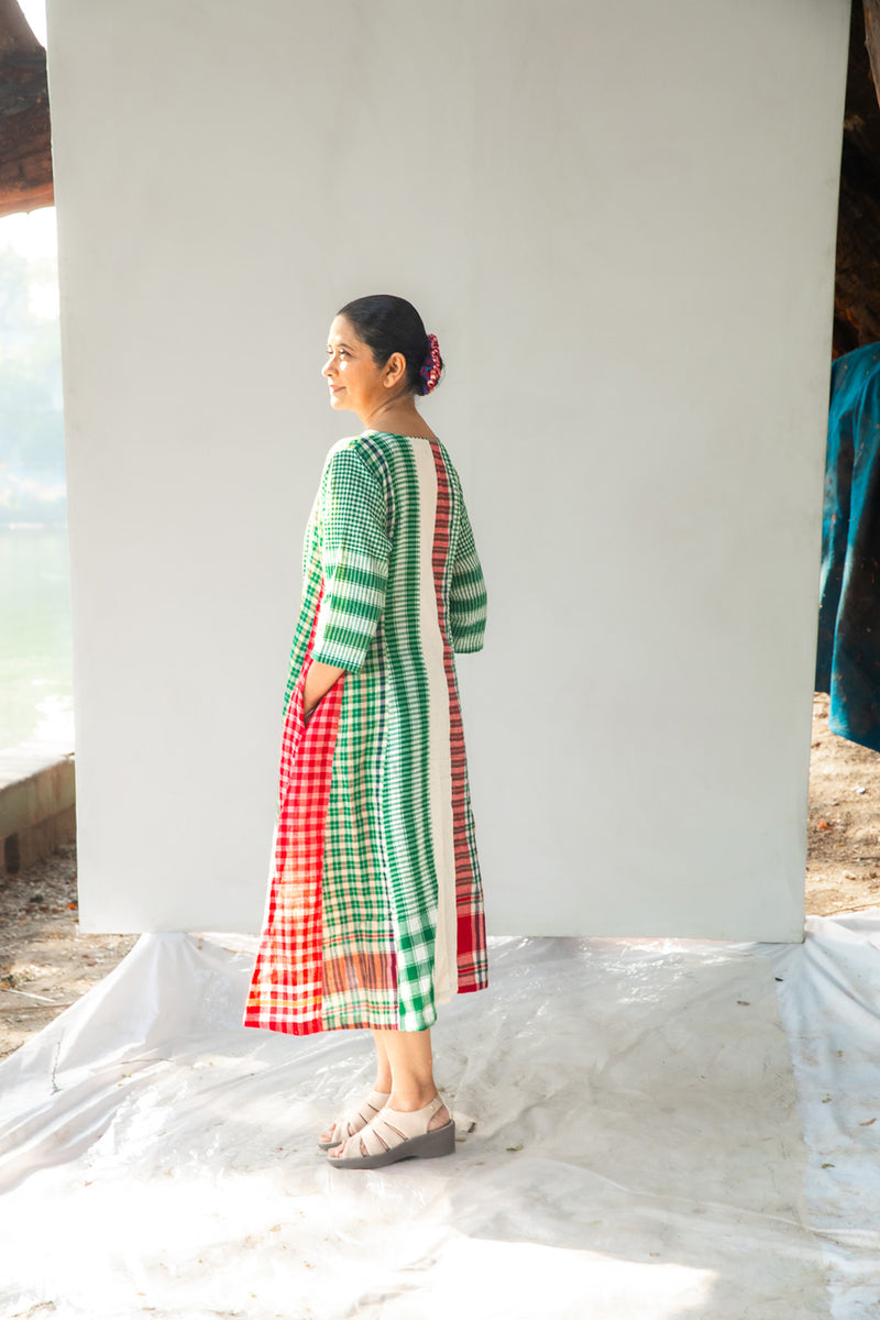 The Green Beret 16 Panelled Set cotton,gamcha co-ord set by 145 East in green for women Worldwide