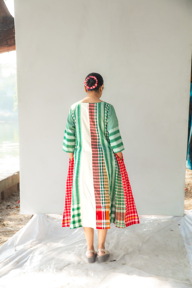 The Green Beret 16 Panelled Set cotton,gamcha co-ord set by 145 East in green for women Worldwide
