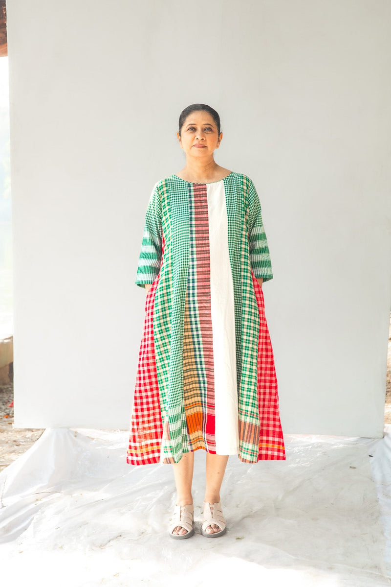 The Green Beret 16 Panelled Set cotton,gamcha co-ord set by 145 East in green for women Worldwide