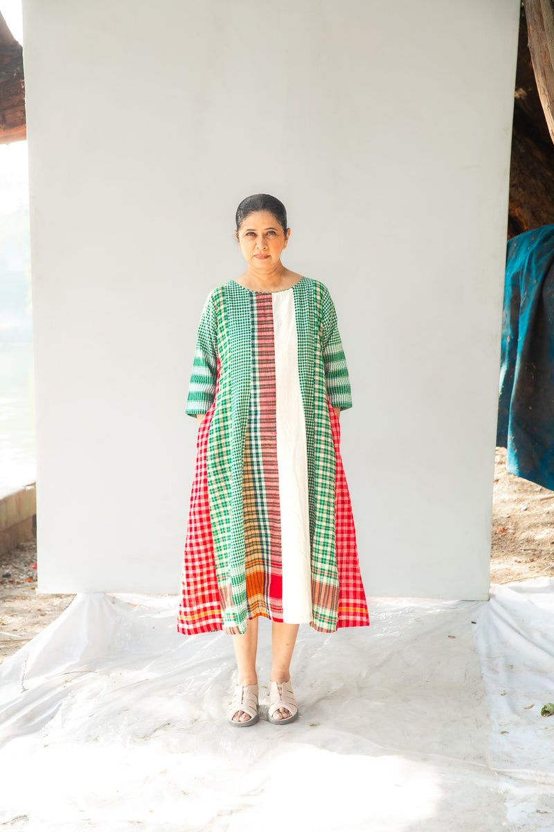 The Green Beret 16 Panelled Set cotton,gamcha co-ord set by 145 East in green for women Worldwide