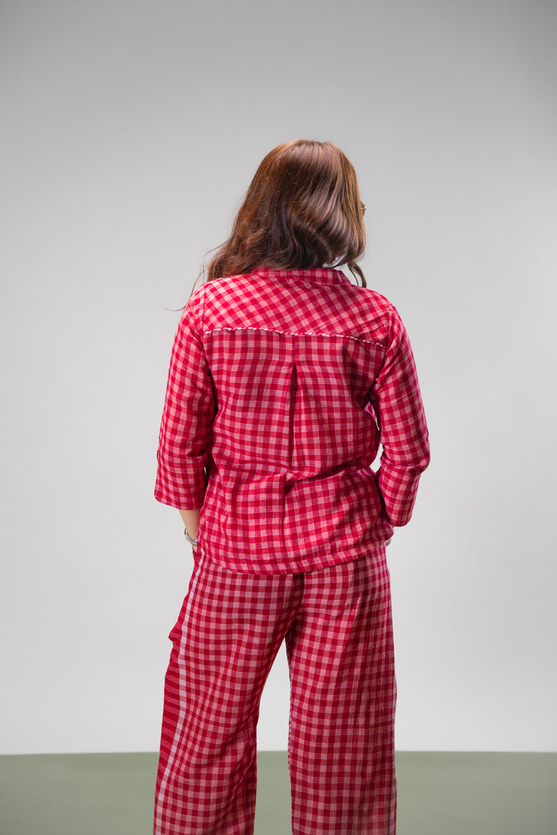 Terra Set gamcha co-ord set by 145 East in red for women Worldwide
