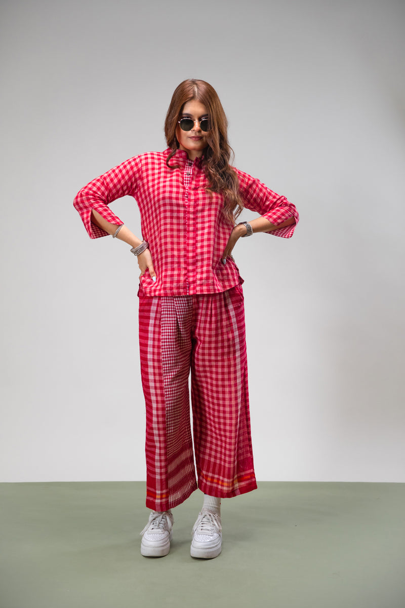 Terra Set gamcha co-ord set by 145 East in red for women Worldwide