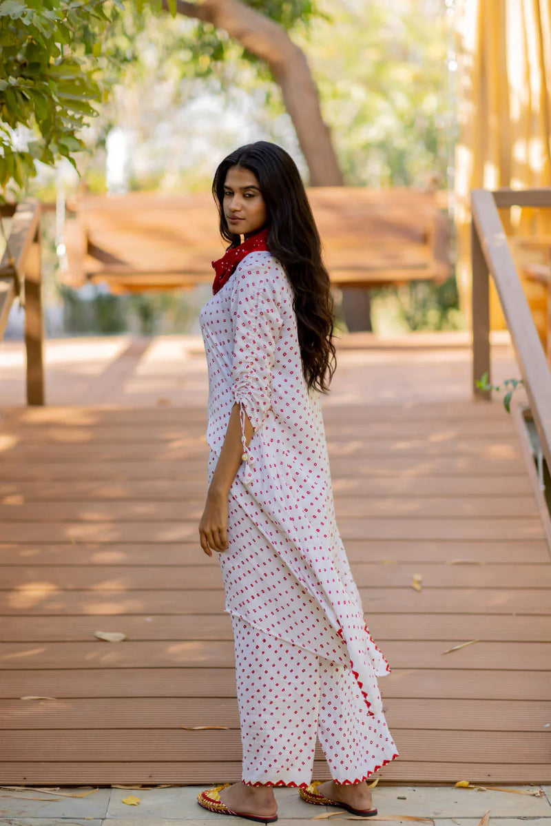 2 PC COWL KURTA SET-WHITE silk by Dyelogue in white color for women Worldwide