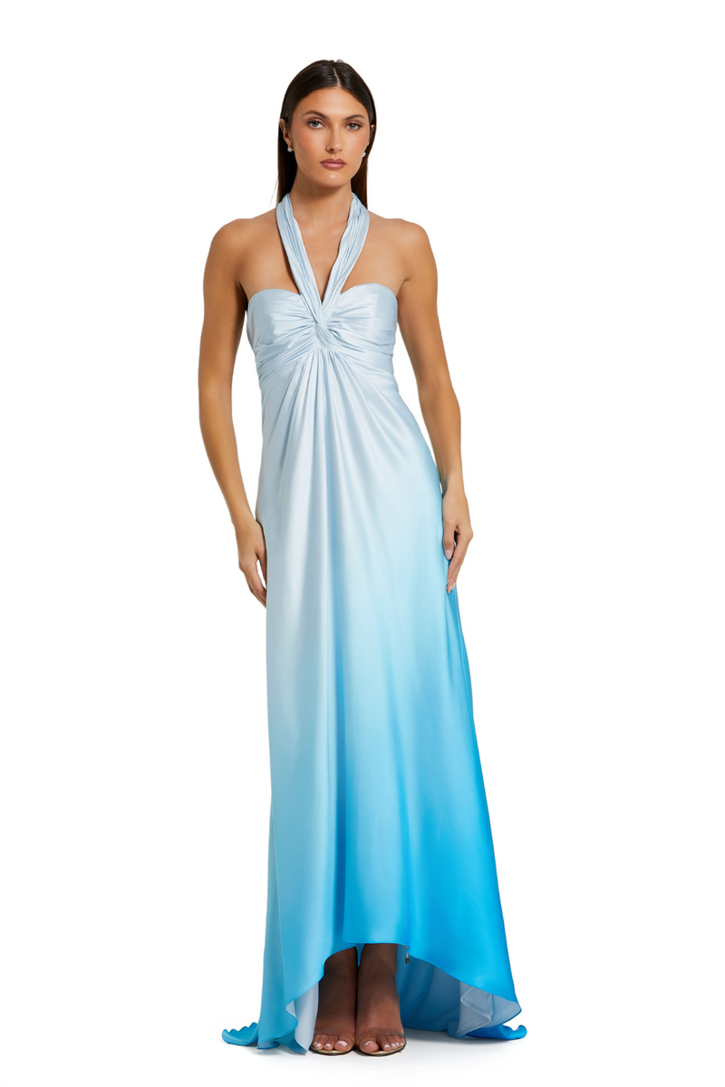 68501-Halter Neck Gown-Blue Ombre by Mac Duggal in blue color for women Worldwide