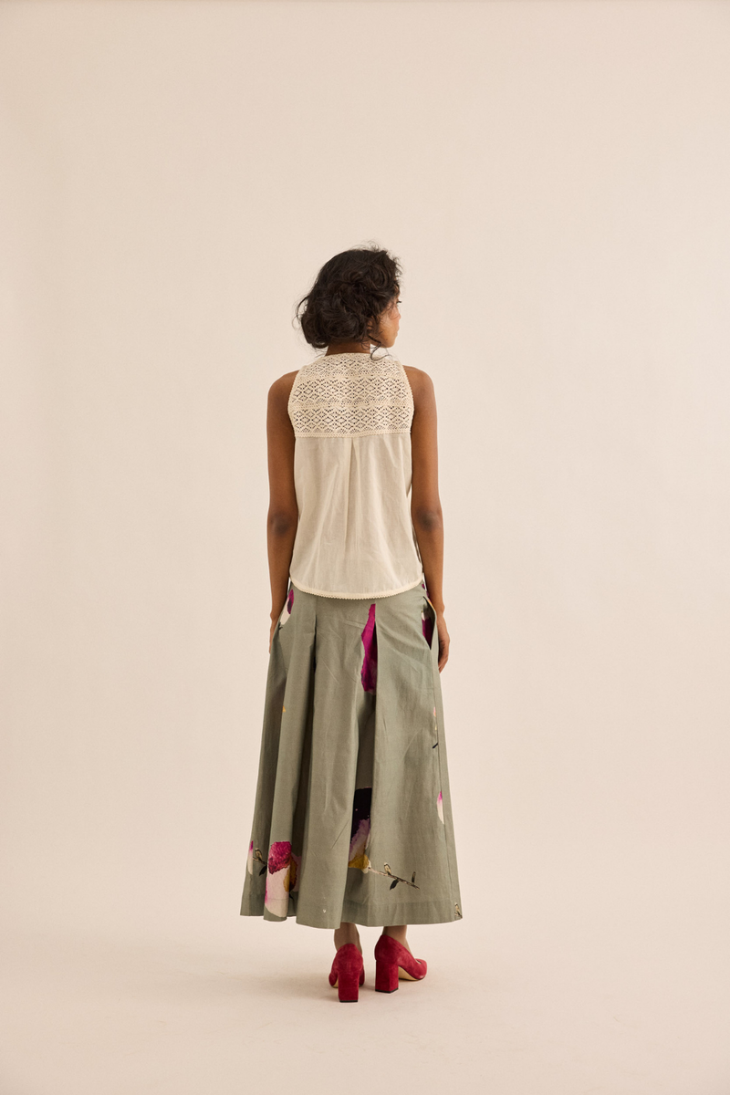 Moon Mist Skirt oxford skirt by Khara Kapas in sage green for women Worldwide