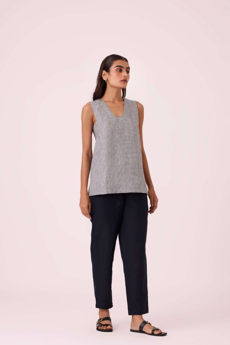 Andrei Black Pants cotton by The Summer House in white color for women Worldwide