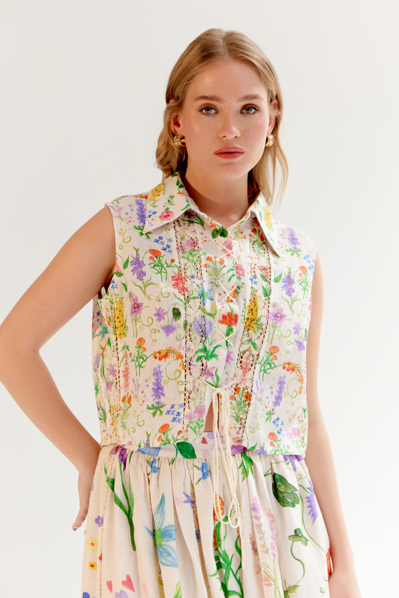 Freya Shirt - Flora linen by NOIB for women Worldwide